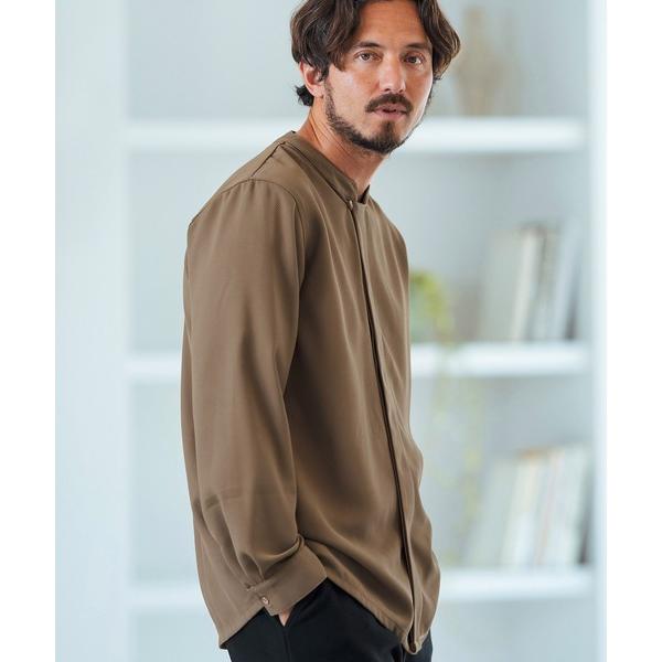 シャツ ms5728-Mao-collar Fly Front Long Sleeve Shirt ...