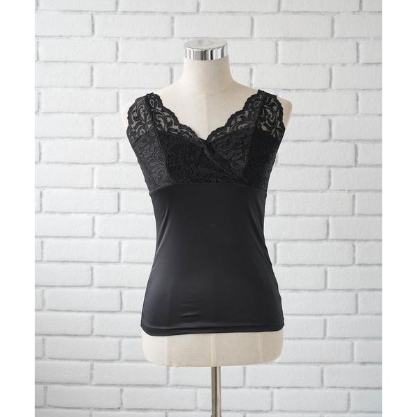 キャミソール レースVネック選べる丈ペチトップスorワンピース