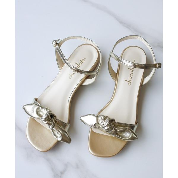 サンダル フロントリボン ローヒール ストラップサンダル「日本製」 レディース