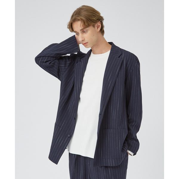 ジャケット テーラードジャケット 「セットアップ対応」ストライプ ジャケット / セミオーバーサイズ...