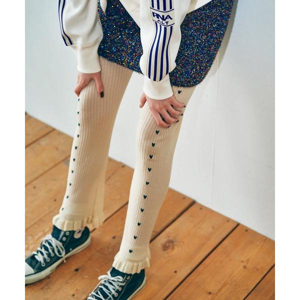 パンツ R4258 プチハートシアーレギンスパンツ レディース