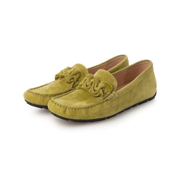 シューズ シャーリングモチーフ付きモカシューズ レディース