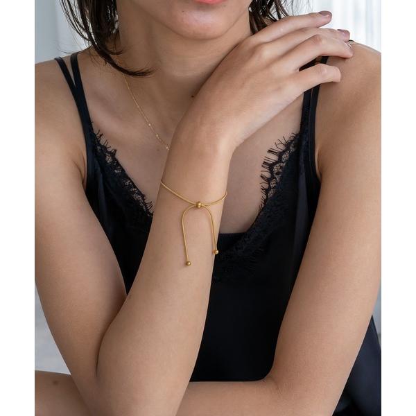 ブレスレット 金属アレルギー対応 ボールモチーフスライドチェーンステンレスブレスレット レディース