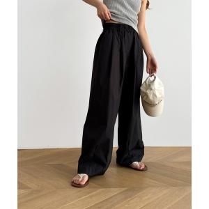 パンツ El mar　コットンギャザーワイドパンツ レディース