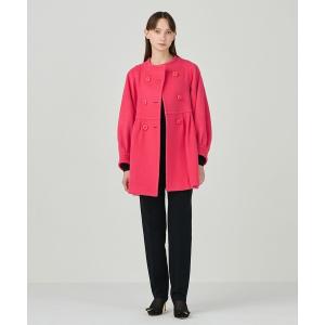 ノーカラーコート コート テントラインショートコート レディース