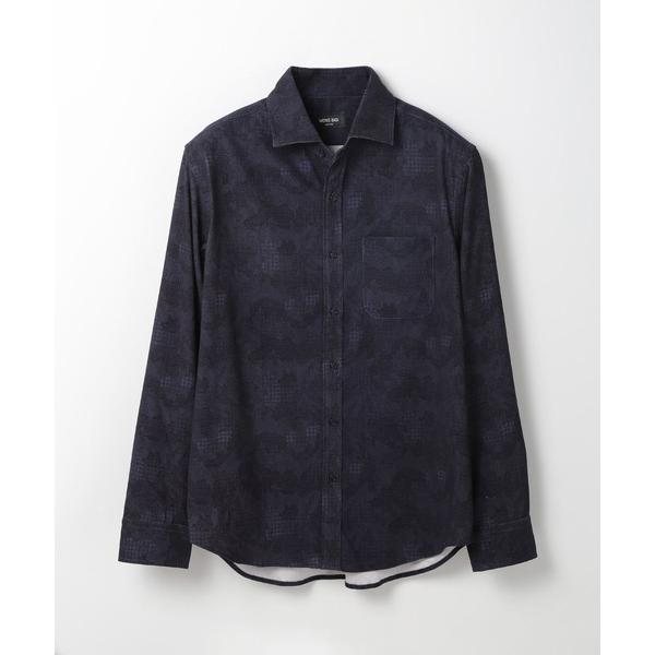 シャツ トラッド迷彩スエード調プリントシャツ メンズ