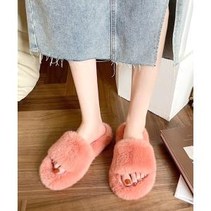 サンダル フェイクファールームサンダル レディース