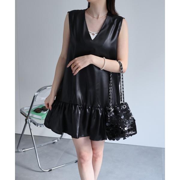 チュニック フェイクレザー風 Vネックチュニック/ワンピース