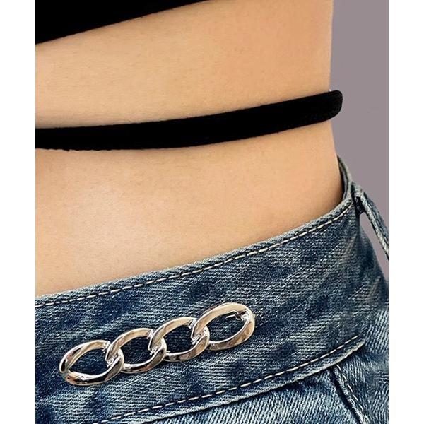 ベルト 「パール・ビーズ・チェーン」ジーンズ ウエスト調整/ウエストバックル/フリーサイズ 留め具/...