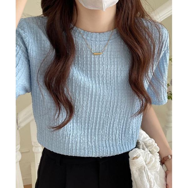 tシャツ リップル クルーネック Tシャツ レディース