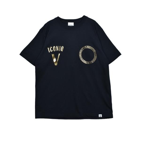 tシャツ 「ICONIQ」 V ゴールド箔プリント ショートスリーブ TEE メンズ レディース