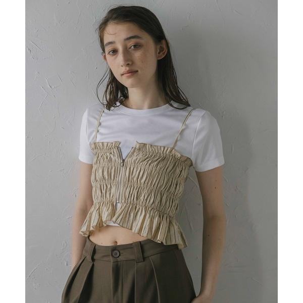 キャミソール 「MINERTE」shirring stripe bustier / シャーリングスト...