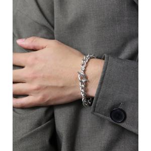 anq. アンク　シルバーブレスレット anq.」シルバー 925 Tバーアクセント チェーンブレスレット