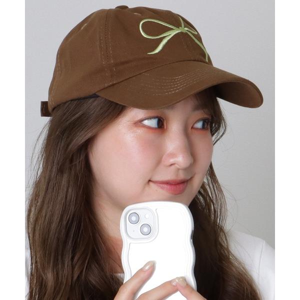キャップ 帽子 ソリッド リボン 刺繍 ベースボール キャップ レディース