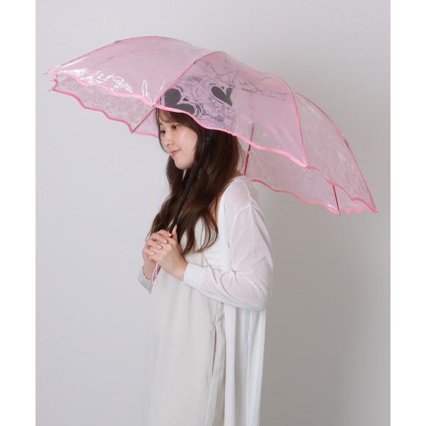 折りたたみ傘 クリア ウエーブ ハート デザイン 折りたたみ傘 レディース