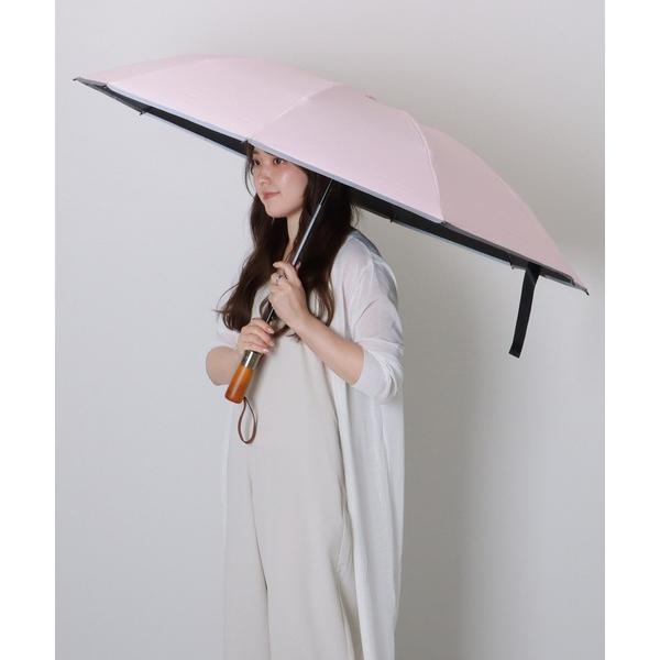 折りたたみ傘 ソリッドカラー ウッドハンドル 晴雨兼用 ワンタッチ 折りたたみ傘 レディース