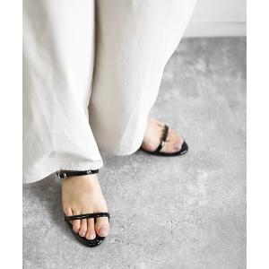 anuke（アンヌーク） サンダル スクエアトゥ ベロアミュール