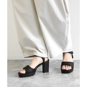 厚底 サンダル 厚底×太ヒール スクエアトゥ プラットフォームサンダル レディース