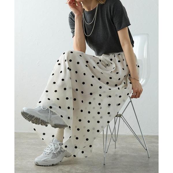 ロング スカート 「追加」フロッキードットオーガンジースカート