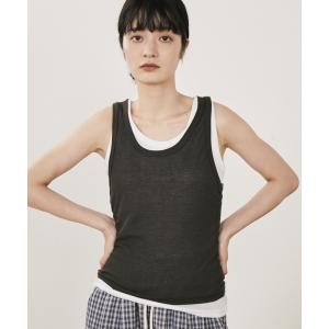 タンクトップ ノースリーブ 「新色追加」フェイクレイヤードカラータンク レディース