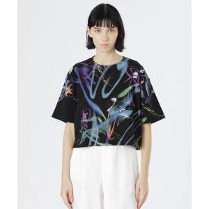 tシャツ 半袖 「KANAKO SASAKI」コラボレーション ネオン グラフィックプリントルーズTシャツ レディース