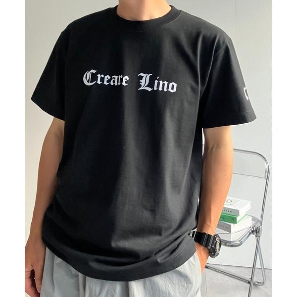 tシャツ 「CREARE-LINO-」フロッキープリント半袖Tシャツ/ロゴT/カットソー「ユニセック...