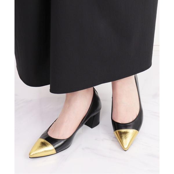 パンプス つま先切り替えデザイン　ポインテッドトゥパンプス