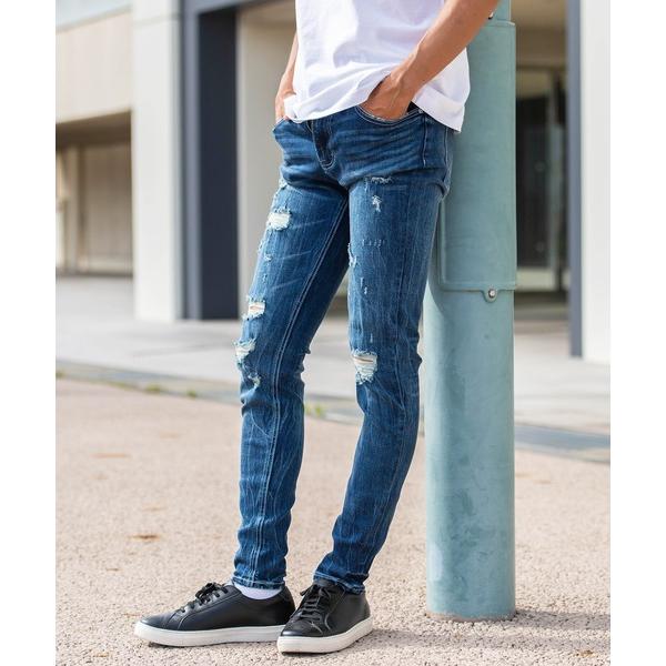 ジーンズ 「CavariA/キャバリア」ダメージデニムスキニー メンズ レディース