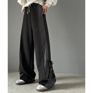 パンツ 「mily bilet」ゆるっとキメて、ちゃんと可愛い。サイド リボン ２WAY 素材切り替え ワイド トラックパンツ レディース｜ZOZOTOWN Yahoo!店