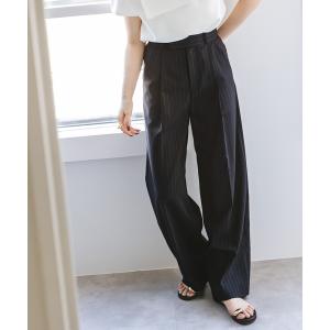 スラックス パンツ 「洗える」ストライプツイルストレッチスラックスパンツ レディース