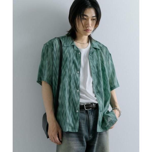 シャツ マーブルプリントオープンカラーシャツ メンズ