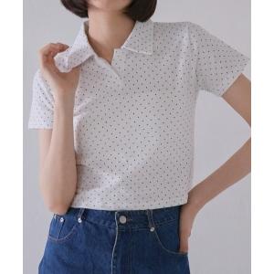 ポロシャツ ポロ 「ZOZO限定」ポルカドット ポロシャツ 水玉 半袖 開衿 トップス カットソー レディース