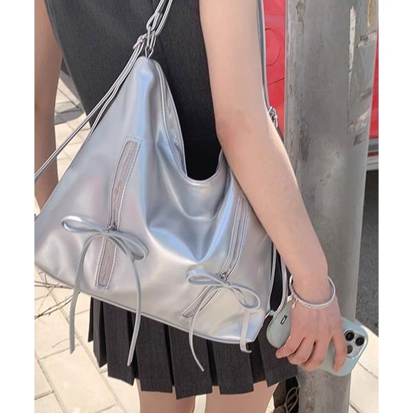 ショルダーバッグ バッグ 「リュックにもなる3WAY」リボンファスナーショルダーBAG レディース