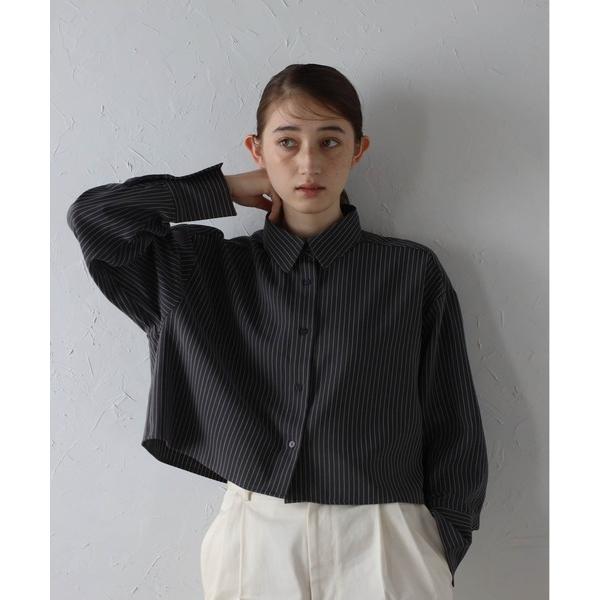 ブラウス シャツ 「MINERTE」cropped stripe shirt / クロップドストライ...