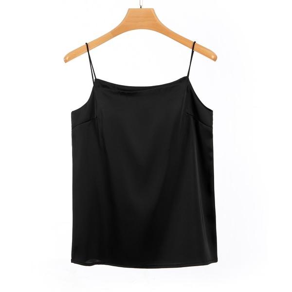 キャミソール 「大きいサイズ有/カップ付き」サテン風 スクエアネック キャミソール トップス レディ...