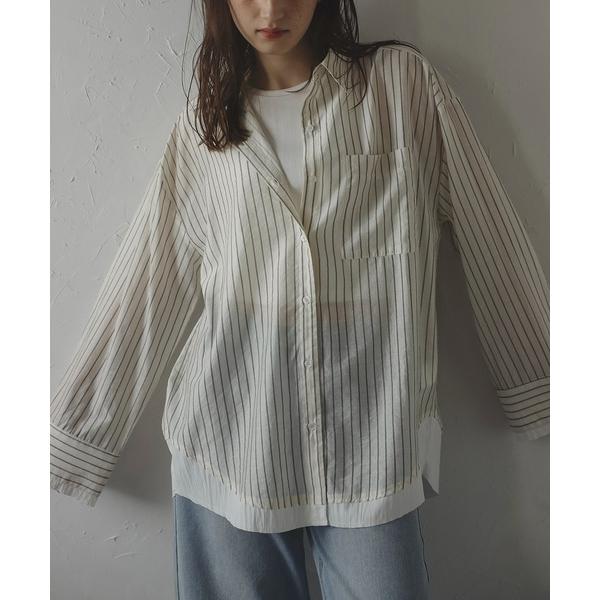 ブラウス シャツ 「MINERTE」layered stripe shirt / レイヤードストライ...