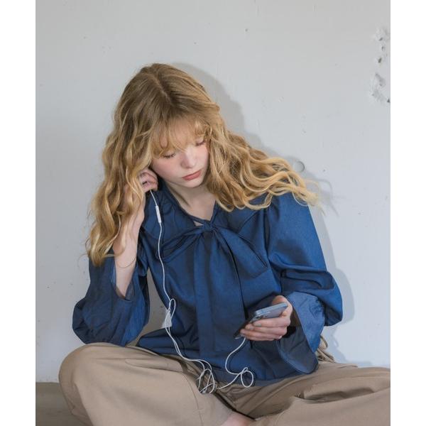 ブラウス シャツ bowtie ribbon frill blouse/ボウタイリボンフリルブラウス...