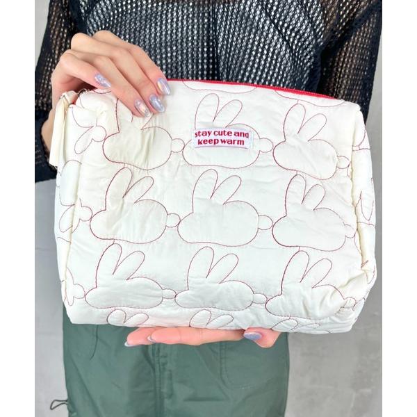 ポーチ キルティング うさぎ 大きめ 総柄 マルチポーチ レディース