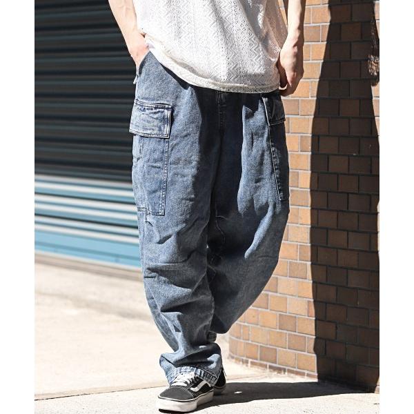 カーゴパンツ ケミカルウォッシュデニムカーゴパンツ メンズ