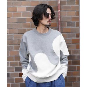 トレーナー スウェット カーブ切替 バイカラー クルーネック 裏起毛スウェット/トレーナー メンズ レディース