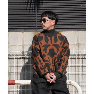 セーター ニット Wパイルジャガード バロックパターン ハイネックニット メンズ レディース