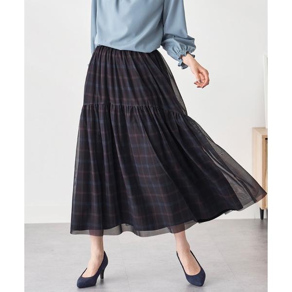 スカート ２倍の着こなし！チュールプリントスカート