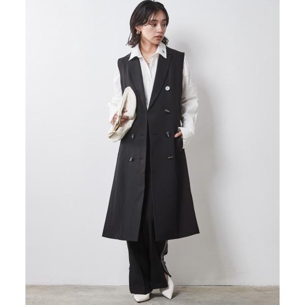 ベスト ジレ 「大きいサイズ」ロングジレワンピース(共布ベルト付) シックスタイル レディース
