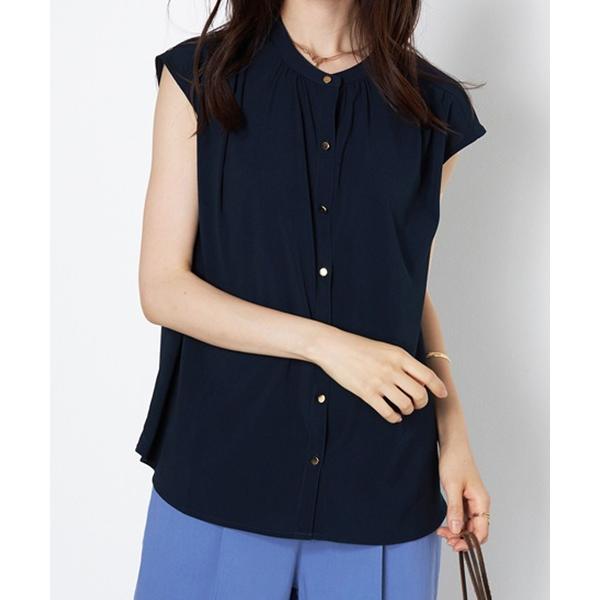 ブラウス シャツ ギャザー使いフレンチスリーブブラウス レディース