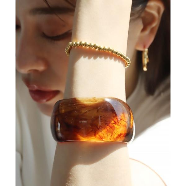 バングル マーブルレジンカラーボリュームバングル レディース