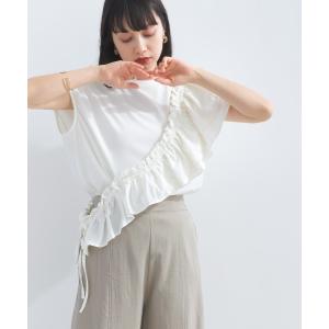 tシャツ Tシャツ シルケットスパン タスキギャザーフリルカットソー レディース