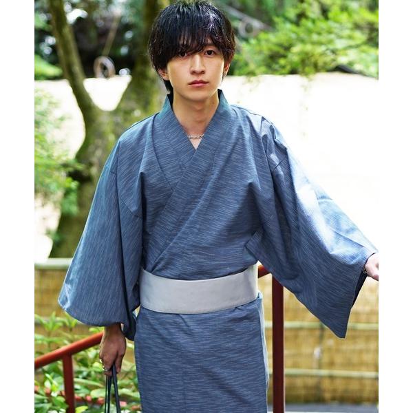 浴衣 「MinoriTY」涼風メランジ浴衣5点セット 浴衣 帯 扇子 巾着 下駄 メンズ レディース