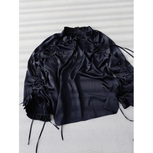 ブラウス シャツ many ribbon satin blouse レディース