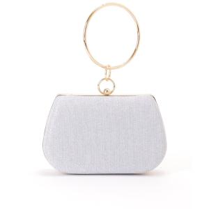 クラッチバッグ パーティーバッグ メタリック リング コンパクト がま口 ハンドバッグ レディース