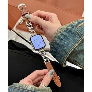 腕時計 レディース LUON/ Apple Watch Band / レザー×ステンレスチェーン アップルウォッチ バンド レディース